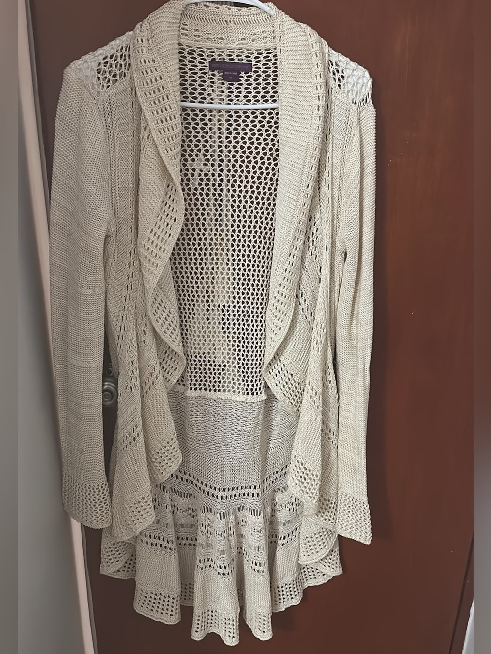 Beverly Drive Light Cream Open-Front Crochet Cardigan